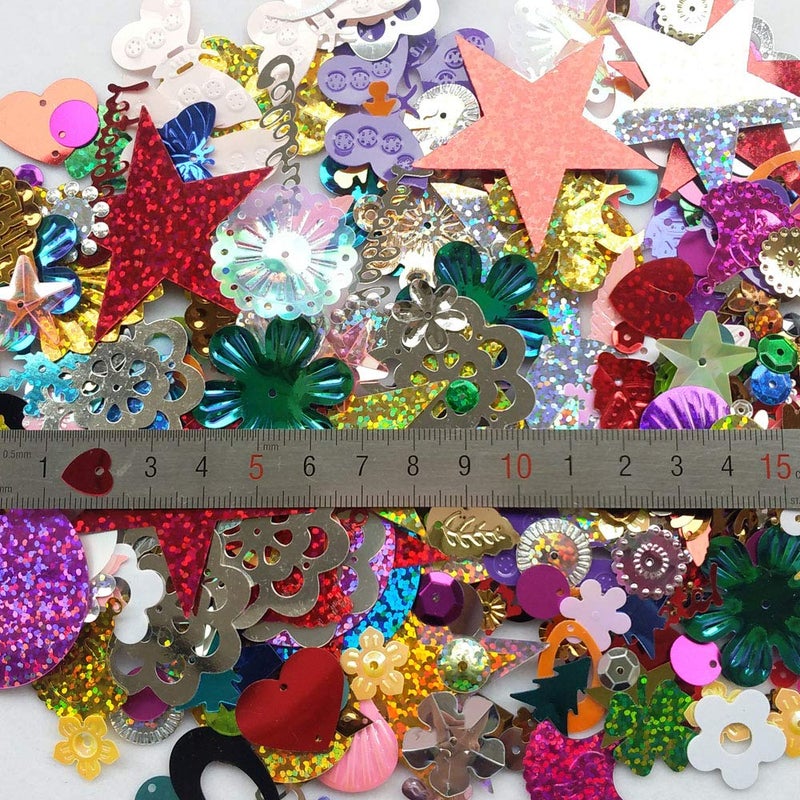Chenkou Craft 1 Bag 100grams Assorted Styles Sequin for Wedding Christmas Clothes Jewelry Sequins (Assorted 100grams) - Image 2